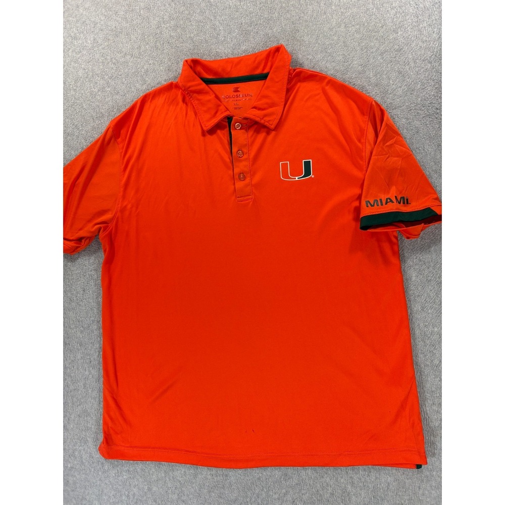 Miami Hurricanes Screened Logo S/S Campus Polo Shirt (Men's XL) Orange